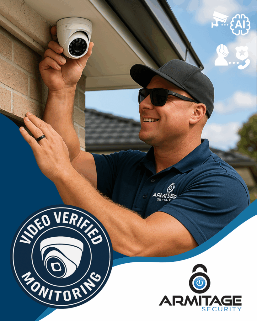 Armitage Security man installing camera cctv